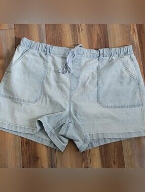 Terra & Sky Chambray Denim Shorts Plus Size 2X (20W-22W)